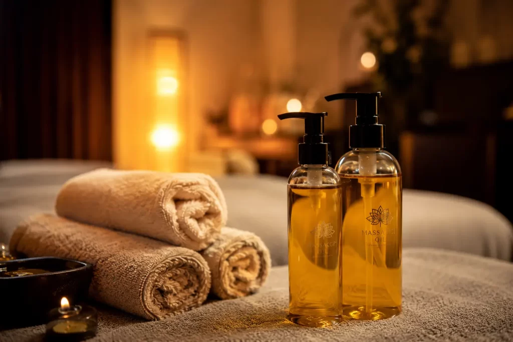Premium massage oils for a relaxing body-to-body massage experience
